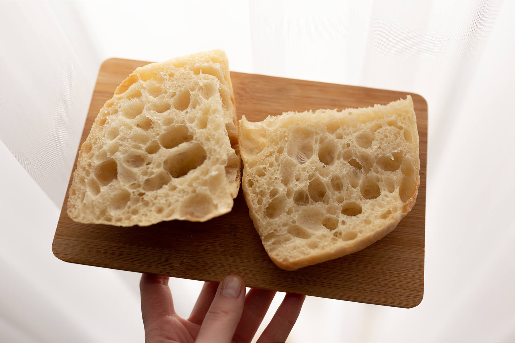 Weiche ciabatta scheiben auf